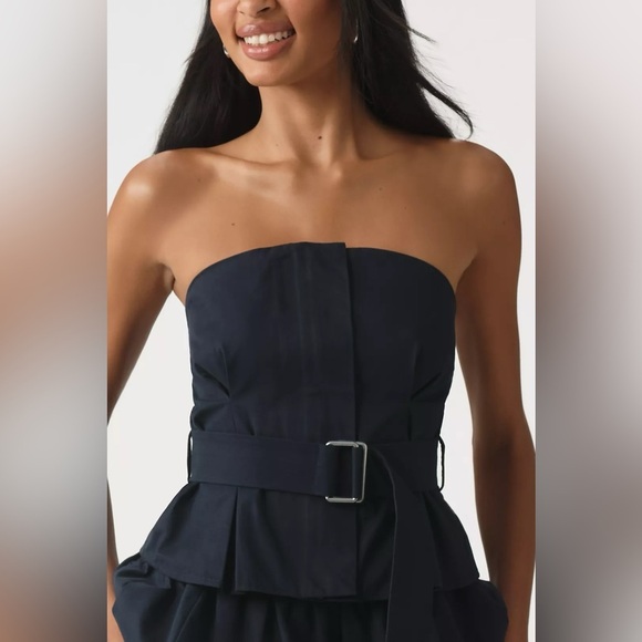 Maeve Strapless Belted Blouse Navy NWT - Picture 2 of 7
